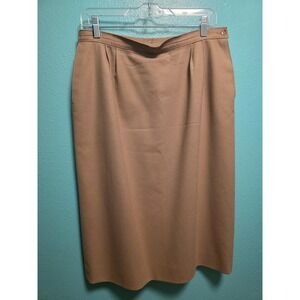 Vintage Pendleton Skirt Womens 14 Beige Wool High Rise Pencil Knee Length Lined